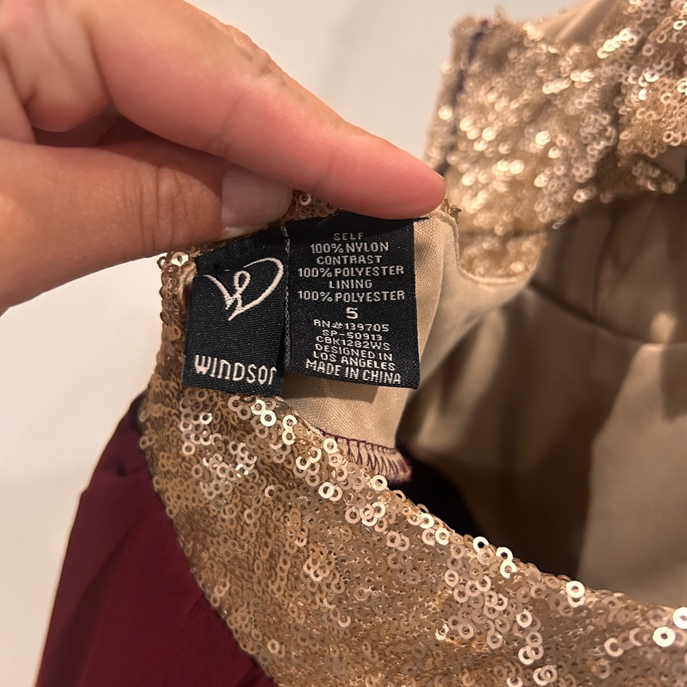 Windsor Gold and Burgundy High Low Dress - Picture 6 of 8